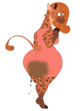 anus ass big_ass big_butt blush diarrhea el_brapitto embarrassed eyewear feces female giraffe giraffid glasses hi_res mammal scat solo solo_focus