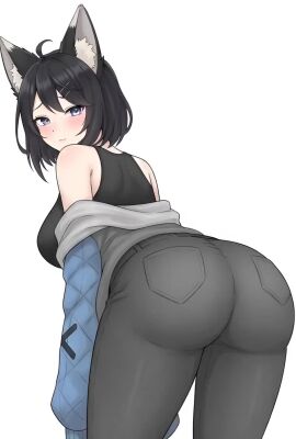 1girls ahoge ai_generated animated ass big_ass big_breasts big_thighs bikini black_hair blue_eyes blush breasts breasts_out eeiris female fox_ears fox_girl jeans kitsune light-skinned_female light_skin looking_at_viewer round_ass short_hair simple_background tagme thick_thighs thighs tight_clothing undressing video virtual_youtuber vtuber