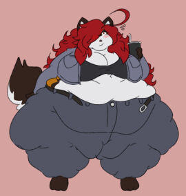 1girls anthro bbw big_breasts breasts cleavage fat_rolls female furry huge_breasts lesbian maple_(mexifurfoof) mexifurfoof obese overweight tagme thick_thighs wide_hips