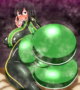 1girls ass big_ass bodysuit female frog frog_girl froppy hero_outfit_(mha) heroine_in_trouble huge_ass light-skinned_female musk musk_clouds my_hero_academia pencil3693 superhero_costume superheroine teenage_female teenager thick_ass tsuyu_asui