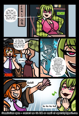 2girls breasts cleavage clothed comic embarrassed_nude_female enf female page_2 sqootshy tagme witch_hat