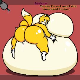 2020 2_tails anthro aroused ass belly belly_expansion belly_grab belly_squish big_ass big_belly big_breasts big_butt black_nose blue_eyes bodily_fluids body_inflation breast_expansion breast_growth breast_growth_(enlargement) breasts canid canine cel_shading clothing colored digital_media_(artwork) dipstick_tail expansion female footwear fox genital_fluids genitals gloves hair hand_on_belly hand_on_own_belly handwear huge_ass huge_belly huge_breasts huge_butt hyper hyper_belly hyper_breasts hyper_inflation immobile inflation leaking_pussy looking_up lying mammal markings multi_tail on_front orange_body orange_ears orange_hair orange_tail pussy rear_view red_background rule_63 sega shaded simple_background sinflative socks solo sonic_(series) sonic_the_hedgehog_(series) spherical_inflation squish tail tail_markings tails tails_the_fox tan_belly tan_breasts tan_inner_ear tan_tail_tip thick_thighs vaginal_fluids white_clothing white_footwear white_gloves white_handwear white_socks