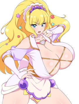 1girls aged_up big_breasts breasts clothed cure_finale delicious_party_precure female female_focus female_only fighting_stance jabara_tornado kasai_amane nipples_visible_through_clothing precure pretty_cure solo solo_female solo_focus