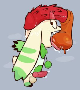 absurd_res animal_genitalia animal_penis balls balls_lick bandai_namco bodily_fluids crushpepper digimon digimon_(species) disembodied_penis drooling eyewear feline_genitalia feline_penis genital_fluids genitals glasses hi_res knot licking male male/male open_mouth oral penis penis_on_face pepper_(crushpepper) precum saliva sex tagme terriermon tongue tongue_out