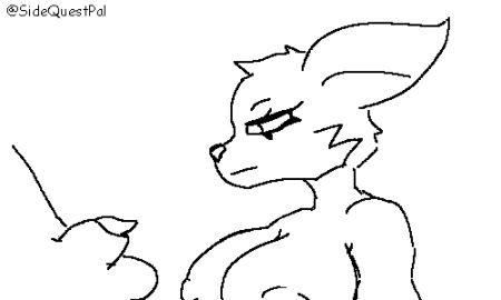 animal_genitalia animated anthro big_breasts bodily_fluids breasts canid canine canis deepthroat duo eyelashes fellatio female fox genital_fluids genitals gif knot knotting lewdsidequest male male/female mammal oral oral_knotting oral_penetration penetration precum saliva sally_(lewdsidequest) sheath sheath_play spanish_text tail text wolf