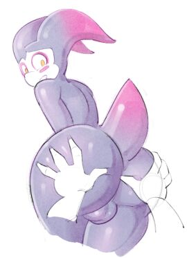 1boy 2d alien alien_femboy ass ass_grab balls bent_over big_ass big_butt blush bubble_ass bubble_butt butt_grab cheek_spots color digital_media_(artwork) disembodied_hand disembodied_hands femboy femboy_focus gay genitals grabbing_ass groping_ass hand_on_ass hand_on_butt head_tails huge_ass huge_butt jessie_(lapinbeau) lapinbeau looking_back male male_focus male_only no_fur nude open_mouth open_smile original original_character pear-shaped_figure perineum purple_body purple_skin puwa rear_view simple_background small_tail smile tail tendrils thick_thighs white_background wide_eyed yaoi yellow_eyes