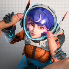 1:1_aspect_ratio 2boys 3d balls bangs blue_hair blunt_bangs bodysuit breasts clothed_female clothed_female_nude_male clothing double_handjob eclair_stones eclairstones erection female gloved_handjob gloves group group_sex headgear headwear helmet high_resolution juno_(overwatch) large_penis light-skinned_male light_skin lips looking_at_viewer male mmf_threesome multicolored_hair multiple_boys multiple_males multiple_penises nude nude_male overwatch overwatch_2 penis pink_hair polka_dot purple_hair red_eyes sex short_hair solo_focus space_helmet spacesuit straight streaked_hair tekoki testicles threesome two-tone_hair veins veiny_penis very_high_resolution