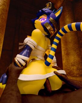 2025 3d_(artwork) 5_fingers absurd_res anal anal_sex animal_crossing ankha_(animal_crossing) anthro anthro_focus anthro_on_top arched_back arm_grab armwear ass balls big_butt blue_armwear blue_body blue_clothing blue_elbow_gloves blue_fur blue_gloves blue_hair blue_handwear bob_cut bottomless bouncing_breasts bracelet breasts brown_body brown_penis brown_skin butt_grab clothed clothing dark_body dark_penis dark_skin detailed_background digital_media_(artwork) domestic_cat dominant dominant_anthro dominant_female dominant_male duo egyptian egyptian_clothing egyptian_mythology elbow_gloves eyebrows eyeliner faceless_character faceless_human faceless_male fangs felid feline felis female female_anthro female_focus female_on_human female_penetrated fingerless_gloves fingers flowing_hair foreshortening frown frowning_at_viewer fur genitals gloves glowing glowing_eyes gold_(metal) gold_bracelet gold_jewelry hair halloween hand_on_butt handwear hi_res hieroglyphics holidays human human_on_anthro human_on_bottom humanoid_genitalia humanoid_penis hypnosis hypnotic_eyes inside interspecies jaskitohura jewelry looking_at_viewer looking_back looking_down looking_down_at_viewer low-angle_view lying magic makeup male male/female male_on_anthro male_penetrating male_penetrating_female mammal markings middle_eastern_mythology mind_control multicolored_body multicolored_fur mummy_costume mummy_wrappings mythology narrowed_eyes nintendo on_back on_bottom on_lap on_top penetration penile penile_penetration penis penis_in_ass pubes purple_eyes raised_eyebrows raised_tail rear_view reverse_cowgirl_position sex signature slightly_open_mouth striped_markings striped_tail stripes tail tail_markings teeth temple thick_thighs uraeus warfare_ankha wide_hipped_anthro wide_hipped_female wide_hips wrappings wraps yellow_body yellow_fur