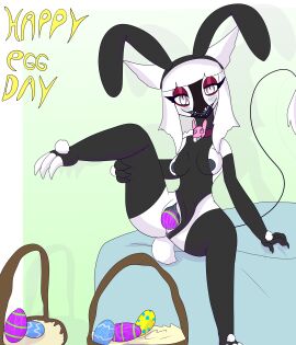 1girls absurd_res ambiguous_fluids anus avian blush bunny_costume clothing costume easter egg egg_laying female female_only female_penetrated genitals happy hi_res holidays looking_at_viewer lying nevrean pussy raised_leg shizameakanzatsu solo vaginal_insertion vaginal_masturbation vaginal_penetration yan_(character)