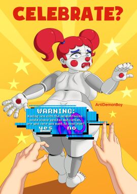 1boy 1girls alternate_version_available animatronic anus artidemonboy ass censored circus_baby circus_baby_(fnaf) female five_nights_at_freddy's five_nights_at_freddy's:_sister_location male nude nude_female pussy red_hair robot robot_girl tagme twintails