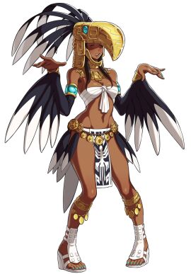 1girls big_breasts brown_hair busty curvy dancer dark-skinned_female dark_skin feet gold hands_up hat king_of_fighters long_hair shoes smile smiley_face standing tan tan_skin thick_thighs thighs wide_hips zarina_(kof)