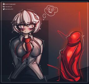 big_breasts breasts dildo eyeliner female female_only horny_thoughts internecion_cube kirie_bonin madlness red_eyes tagme white_hair