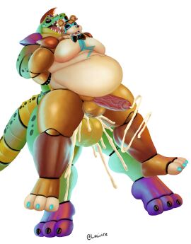 ahe_gao alligator alligator_tail alligatorid alligatorid_humanoid alternate_version_available anal_sex animatronic anthro anthro_male balls bear biceps black_nails blue_eyes blue_nails bowtie clawed_fingers claws crocodile crocodile_tail crocodilian crocodylid cumflation cumming cumming_from_anal_sex cumming_while_penetrated cumming_while_penetrating eye_wear face_paint facial_markings fingerless_gloves five_nights_at_freddy's five_nights_at_freddy's:_security_breach fnaf gay gay_anal gay_domination gay_sex glamrock_freddy_(fnaf) green_body green_scales green_skin long_nails lucivire machine male male/male male_only mohawk mohawk_(hairstyle) montgomery_gator_(fnaf) muscles muscular muscular_anthro muscular_body muscular_furry muscular_male non_human penis pink_penis red_eyes red_hair reptile reptile_humanoid robot robot_anthro robot_humanoid scales scalie scottgames shades sharp_teeth shoulder_pads spiked_bracelet spikes spotted_body star_shades steel_wool_studios sunglasses tail_markings tan_body thick_cum top_hat two-tone_body ursid ursid_humanoid ursine veiny_penis white_background yellow_balls yellow_body yellow_scales yellow_skin
