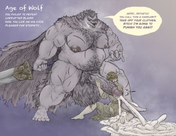 anthro ass balls belly big_ass big_butt big_penis blaidd_(elden_ring) body_hair canid canine canis cape chest_hair clothing corruption creamy_cum duo ejaculation elden_ring fangs feet fromsoftware fur genitals hairy hairy_balls handjob hi_res huge_cock hyper hyper_genitalia hyper_penis larger_male male male/male mammal melee_weapon moobs musclegut muscular musk nipples nude overweight penile penis pubes puffy_nipples scar scars_all_over scars_on_thighs sex simple_background size_difference sword t3ns3n teeth vein veiny_penis weapon wolf