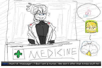 1boy 1girls 2025 2d 2d_(artwork) 2d_artwork 7ths1n big_breasts blue_eyes breasts breasts_focus color comic comic_panel english english_text female hair_up image image_set male noob noob_(roblox) nurse oc original original_character roblox robloxian sami_(7nths1n) sketch sketch_page slightly_colored straight text