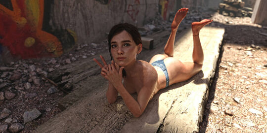 1girls 3d ass athletic athletic_female blue_eyes breasts brown_hair bubble_ass bubble_butt busty dboxx ellie_(the_last_of_us) ellie_williams female female_focus freckles freckles_on_face g-string hourglass_figure legs long_hair lying lying_on_stomach panties petite pinup pinup_pose pose posing sunbathing tagme tank_top tattoo the_last_of_us the_last_of_us_2 thong thong_underwear tied_hair topless wide_hips