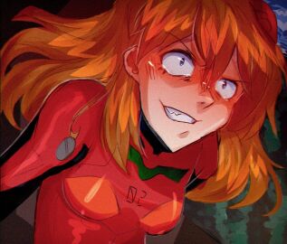 1girls asuka_langley_sohryu blush breasts clenched_teeth clothed confused determination female female_only foxerinu fully_clothed long_hair neon_genesis_evangelion orange_hair plugsuit redraw small_breasts solo solo_female tears