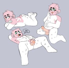 anthro ass balls beard blep bodily_fluids closed_eyes cricetid dripping ear_piercing erection facial_hair facial_piercing fangs flaccid fur gauged_ear genital_fluids genitals grey_background hair half-closed_eyes hamster humanoid_genitalia humanoid_penis jelly_jam_(sparkibarki) lip_piercing male male_only mammal narrowed_eyes nude open_mouth penis piercing pink_body pink_fur pink_hair precum precum_drip precum_string rodent simple_background sleeping slightly_chubby slightly_chubby_anthro slightly_chubby_male smile snakebite_piercing solo sparkibarki stud_piercing teeth tongue tongue_out wide_eyed