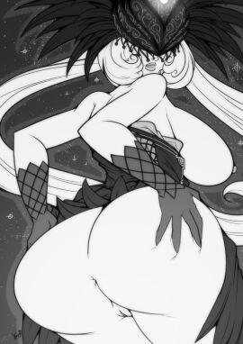 1girls anus anus_peek ass asshole big_ass big_breasts breasts european_mythology female female_only goddess hi-rez_studios huge_ass line_art looking_at_viewer looking_back mythology nox_(smite) pinup presenting presenting_ass presenting_hindquarters pussy roman_mythology sexualyeti smite solo spread_ass spreading