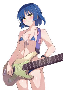 1girls bikini blue_hair blue_skin blush bocchi_the_rock! breasts female guitar happy human human_only ka-9 legs light-skinned_female light_skin looking_at_viewer micro_bikini no_sex nude nude_female open_eyes open_mouth peace_sign pixiv short_hair small_breasts smile solo standing swimsuit tagme thick_thighs thighs white_background yamada_ryou yellow_eyes