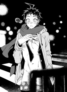 blush danganronpa danganronpa_2:_goodbye_despair drfav exhibitionism hinata_hajime male male_only nipples pants_down partially_clothed public public_nudity shirt_lift shirt_up underwear_down uurin