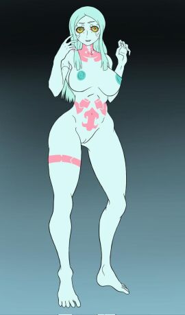 bad_anatomy big_breasts blue_body blue_skin breasts casual cyberpunk:_edgerunners cyberpunk_2077 female human nipples no_artist_signature nonsexual nonsexual_nudity nude nude_female pale_skin pink_eyes pink_tattoos pussy rebecca_(edgerunners) small_eyebrows turquoise_hair yamidanight