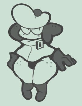 ass ass_focus berryofmalice boots buckle bulge eyelashes freckles freckles_on_thighs gloves hat male monochrome no_visible_genitalia sketch thick_thighs thights toony