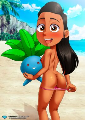 1boy 1girls absurd_res ass ava_(pokemon) bbmbbf beach breasts diamond_level female hi_res highres human looking_at_viewer male male/female nintendo nipples nude oddish open_mouth palcomix pietros_secret_club pokemon pokemon:_path_to_the_peak pokemon_(species) pokepornlive teeth tongue underwear