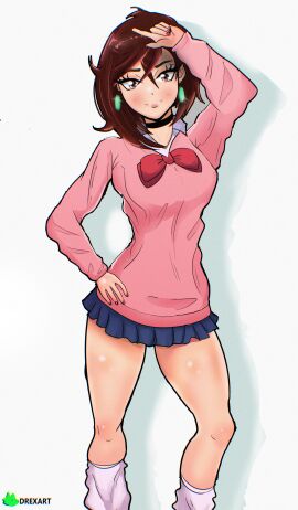 anime_style ass ayase_momo breasts brown_eyes dandadan eldexman happy_female momo_ayase white_hair