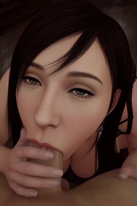 3d ai_generated audio big_breasts black_hair blowjob brown_eyes close-up eye_contact final_fantasy final_fantasy_xiv hentairuler69 long_hair sfx shorter_than_10_seconds sloppy_blowjob sound tagme tifa_lockhart video