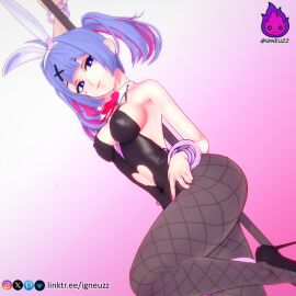 1girls 3d black_pantyhose blue_eyes blue_hair bow bowtie breasts bunny_ears bunnysuit clothed clothed_female clothing commission female female_focus female_human female_only gumroad hatsune_miku igneuzz light-skinned_female light_skin lingerie lingerie_bra lingerie_only lingerie_panties medium_breasts mv_character pantyhose ponytail ponytails rabbit_ears rabbit_hole_(deco*27/caststation) rabbit_hole_(vocaloid) smile solo solo_female solo_focus stripper stripper_pole tagme vocaloid