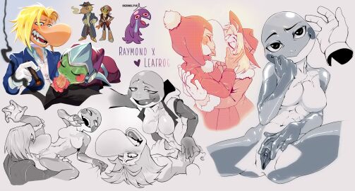 amphibian anthro big_eyes blonde_hair blowjob blush bodily_fluids breasts bullfrog_(captain_laserhawk) captain_laserhawk:_a_blood_dragon_remix cigarette clitoris color cowgirl_position cunnilingus cute embrace enjoying female french_kiss frog green_skin interspecies long_tongue moaning monochrome penetration pussy rayfrog rayman rayman_(series) raypeople_(rayman) saliva scalie scar shy skronklpus smoke teeth white_background wholesome