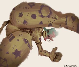 absurd_res anthro anus armpit_hair ass body_hair breasts calico_cat cate_meowdy_(fortnite) domestic_cat epic_games felid feline felis female fortnite genitals gesture hand_gesture hi_res looking_at_viewer looking_down mammal pinkurii presenting presenting_pussy presenting_vulva pubes pussy smile solo spread_legs spreading tail thumbs_up vulva