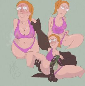 adult_swim akus balls big_balls big_penis broken_condom condom condom_on_penis dark-skinned_male dark_skin female filled_condom freckles huge_balls huge_cock huge_penis large_penis male male/female muscular muscular_male nervous_smile penis pussy pussy_juice questionable_consent red_hair rick_and_morty summer_smith veiny_penis