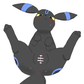 4_toes anus ass ass_up black_fur blue_fur blush censor_bar censored censored_pussy clitoris digital_media_(artwork) eeveelution feet female female_focus female_only feral feral_female feral_only furry genitals hi_res looking_at_viewer looking_up lying mammal nintendo on_back paws plump_labia pokemon pokemon_(species) pussy ring_(marking) sexlover2 shiny_pokemon shiny_umbreon simple_background solo solo_focus spread_legs sweat tagme tail umbreon vagina video_games white_background yellow_eyes