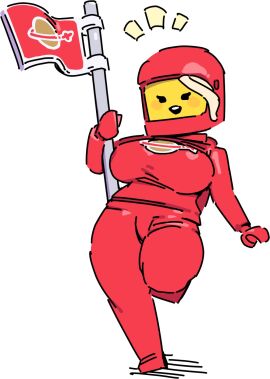 1girls astronaut blonde-haired_female blonde_female blonde_hair blush blushing_at_viewer bodysuit breasts cute dot_eyes female flag headgear headwear helmet holding_flag holding_object jumpsuit lego lego_anatomy lego_space looking_at_viewer mob_face naked naked_female nipples open_mouth original_character paripariarts penny_the_astronaut solo solo_female solo_focus standing standing_on_one_leg what white_background yellow_skin