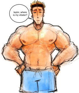 1boy artist_name chuck_(papa_louie) clothing flipline flipline_studios male male_only muscular muscular_male nude nude_male papa_louie pectorals sketch solo_male underwear video_game video_games