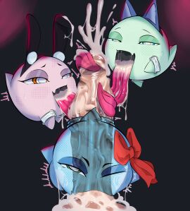 1boy 3girls all_the_way_through all_the_way_to_the_base anal anal_sex big_penis boo_(mario) cum_in_mouth cumshot deep_penetration deepthroat female huge_cock lady_bow lahla mario_(series) nintendo nobiteprime open_mouth oral paper_mario paper_mario:_the_thousand-year_door peeka ridiculous_fit smaller_female smile veiny_penis