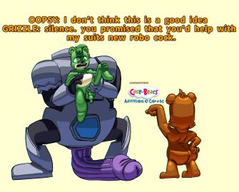 adultpartypunch care_bears grizzle_(care_bears) huge_ass huge_butt huge_cock hyper_penis oopsy_bear plushophilia robot robot_suit size_difference teddy_bear