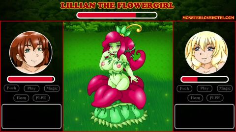 2d 2d_animation anal anal_sex animated ass big_breasts cowgirl_position flower flower_girl flower_in_hair gameplay_mechanics green_skin grinning monster_girl monster_love_hotel_2 penis pink_hair plant_girl plant_humanoid sound tagme vanja video vines yellow_eyes