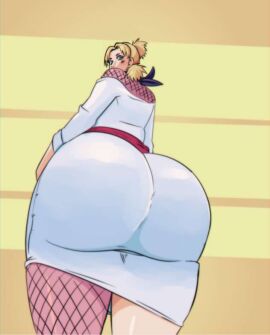 ass bubble_ass bubble_butt clothed dress dress_inside_ass female naruto naruto_(classic) showing_ass standing temari