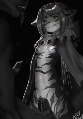 animal_genitalia animal_penis anthro big_dom_small_sub black_penis bodily_fluids breasts cloak cloak_only clothing cowgirl_position deep_penetration defeated demon demon_horse dominant drooling duo ears_down equid equine equine_genitalia equine_penis felid female from_front_position genitals green_eyes grimace hi_res horse long_torso male male/female mammal narrowed_eyes on_bottom on_top pained_expression pantherine penetration penis pivoted_ears pupils questionable_consent relevancy saliva sex size_difference slit_pupils small_breasts solo_focus squint stomach_bulge stripes tagme tongue tongue_out