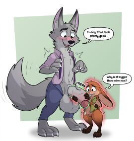 absurd_res alternate_species anthro ass attribute_theft big_ass big_butt big_penis body_swap canid canine disney duo eipieipie english_text female fox gender_transformation genitals growing hi_res hopps huge_cock hybrid hyper hyper_genitalia hyper_penis judy_hopps lagomorph leporid male mammal nick_wilde penis rabbit shrinking size_difference size_transformation stealing text transformation zootopia