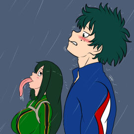 asui_tsuyu big_breasts blush boku_no_hero_academia breasts female froppy izuku_midoriya long_tongue meme meme_reference my_hero_academia raining soulyagami64 teasing teasing_with_mouth tongue tongue_out tsuyu_asui vegeta