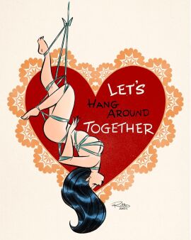 1girls 2023 aesthetic artist_signature ass black_hair black_lipstick black_nail_polish black_toenails bondage breasts female female_focus female_only heart lovecore naked naked_female nude nude_female original original_character pinup retro_artstyle ribbon ribbon_bondage rutturuttu side_ass small_breasts solo solo_female solo_focus valentine valentine's_day vintage