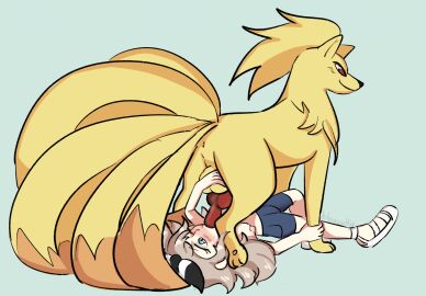 2023 animal_genitalia animal_penis balls bloowolfy canid canine canine_genitalia canine_penis day_care_jade duo female female_penetrated feral feral_penetrating feral_penetrating_human generation_1_pokemon genitals hi_res human human_on_feral human_penetrated interspecies knot male male/female male_penetrating male_penetrating_female male_pokemon/female_human mammal ninetales nintendo penetration penis penis_in_mouth pokemon pokemon_(species) pokephilia sex smile trainer_jade zoophilia