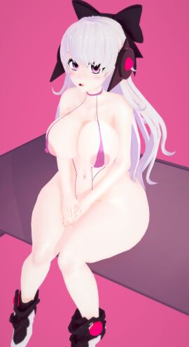 1girls 3d ass belly blush bow breasts child_bearing_hips color covering_crotch crossed_arms dankerlordx digital_media_(artwork) earpiece erect_nipples female firm_breasts galaxy_gals huge_breasts koikatsu large_breasts light_skin long_hair looking_at_viewer nipple_peek nipples nude nyanko_daisensou open_mouth pegasa_(battle_cats) pink_eyes pink_nipples shoes shortstack sitting string_bikini teenager the_battle_cats thick_ass thick_thighs thighs thunder_thighs tight_clothing white_hair wide_hips