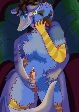 absurd_res anthro avian bird bodily_fluids christmas_peaches cum duo femboy fish galliform genital_fluids genitals hi_res lgbt_pride male male/male marine peafowl phasianid reach_around shark