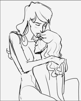 2girls annette_hebert breasts lesbian_sex nude nude_female oc sketch unknown_artist yuri