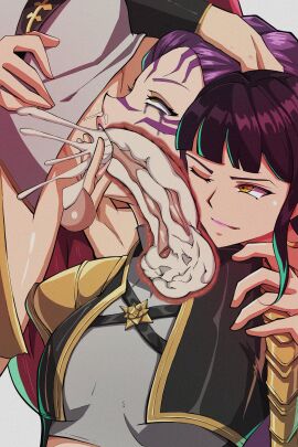 1futa 2girls ahe_gao all_the_way_to_the_base asian balls balls_deep balls_fondling balls_grab big_penis black_hair blowjob braided_hair braided_ponytail collaborative_fellatio cum cum_from_nose cum_in_mouth cum_in_throat cum_inside deepthroat eye_contact facial_mark female fidget4827 futa_on_female futa_with_female futanari gag gagging hand_on_head head_grab intersex irrumatio kpop_demon_hunters long_penis male mascara mira_(kpop_demon_hunters) netflix oral penis petite ponytail purple_hair red_hair rolling_eyes rumi_(kpop_demon_hunters) running_mascara runny_makeup skinny slim sloppy sloppy_blowjob sloppy_deepthroat smile throatpie tongue_out very_long_hair x-ray zoey_(kpop_demon_hunters)